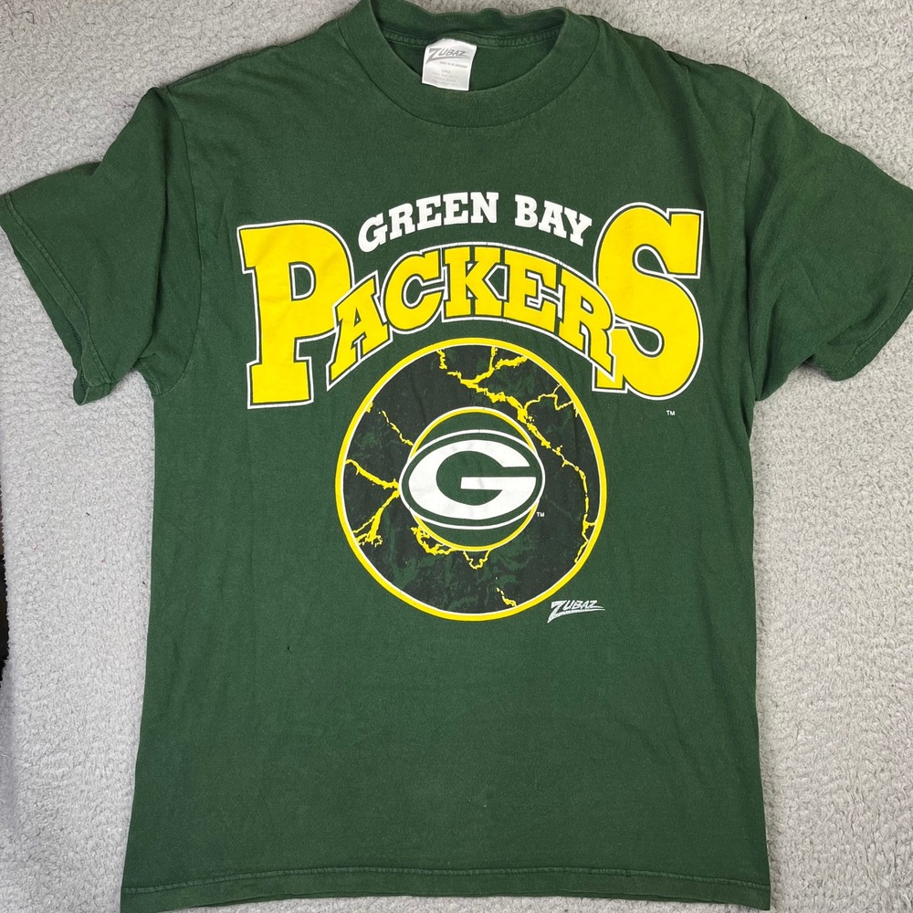 Green Green Bay Packers Graphic Short Sleeve Tee Zubaz T-Shirt Mens Large